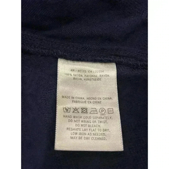 Maeve Anthropologie Navy Blue Empire Gathered Tank Blouse Top XS Rayon NWOT - Picture 7 of 7